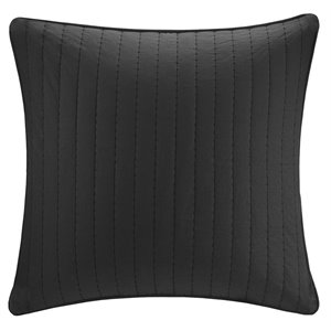 INK+IVY Contemporary 100 Percent Cotton Percale Embroidered Euro Sham in Black