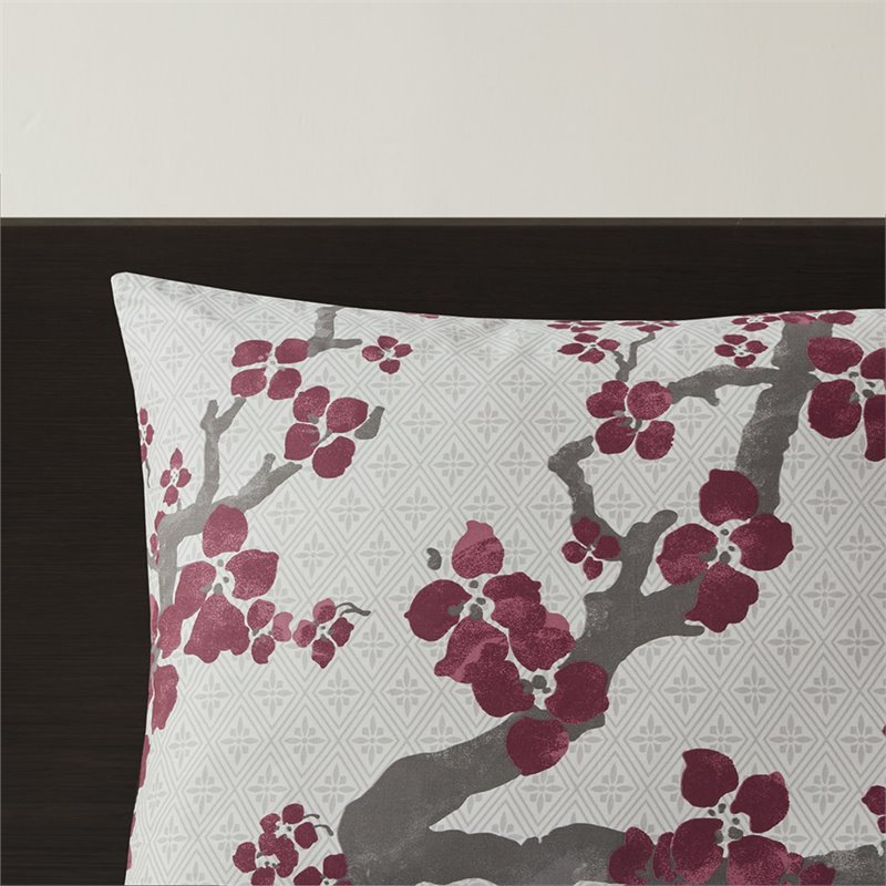 N Natori Cherry Blossom 3-Piece Cotton Sateen Comforter Mini Set in Multi-Color