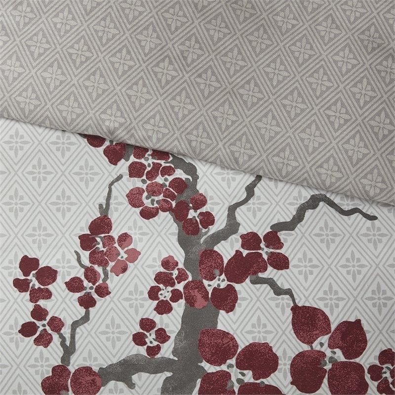 N Natori Cherry Blossom 3-Piece Cotton Sateen Comforter Mini Set in Multi-Color