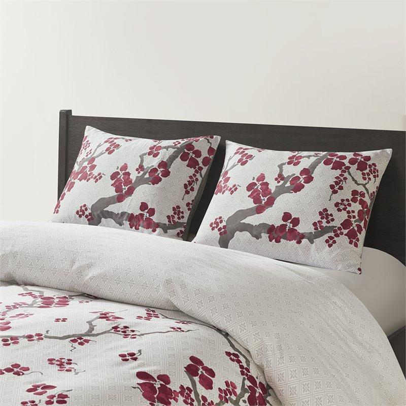 N Natori Cherry Blossom 3-Piece Cotton Sateen Comforter Mini Set in Multi-Color
