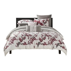 N Natori Cherry Blossom 3-Piece Cotton Sateen Comforter Mini Set in Multi-Color