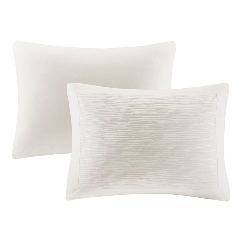 N Natori Hanae 3-Piece Polyester Yarn Dyed Pieced Comforter Set in Cream