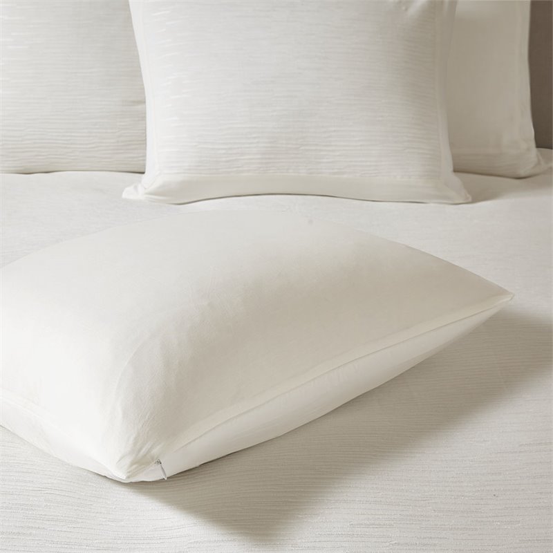 N Natori Hanae 3-Piece Polyester Yarn Dyed Pieced Comforter Set in Cream