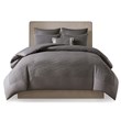 N Natori Hanae 3-Piece Polyester Yarn Dyed Pieced Comforter Set in Gray