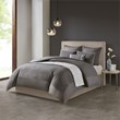 N Natori Hanae 3-Piece Polyester Yarn Dyed Pieced Comforter Set in Gray