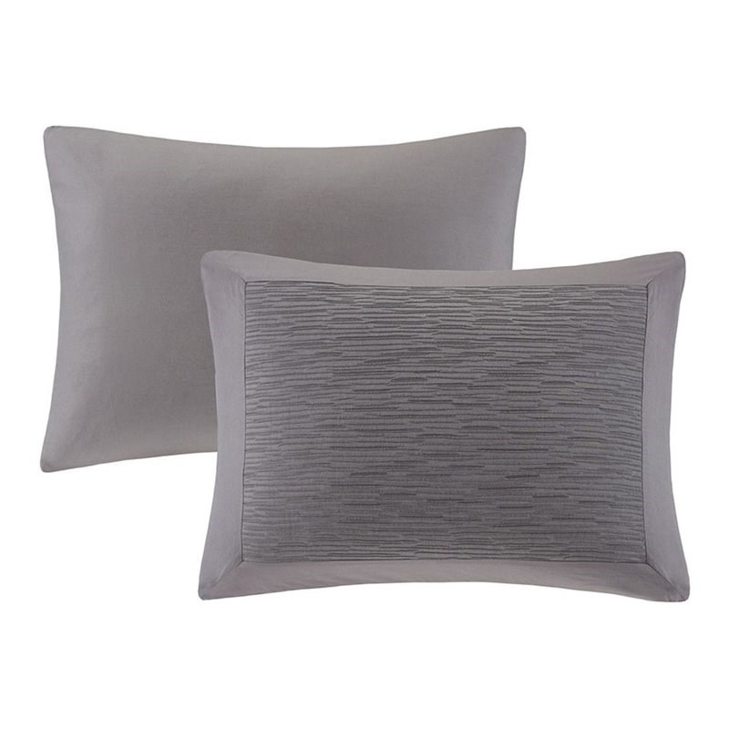 N Natori Hanae 3-Piece Polyester Yarn Dyed Pieced Comforter Set in Gray