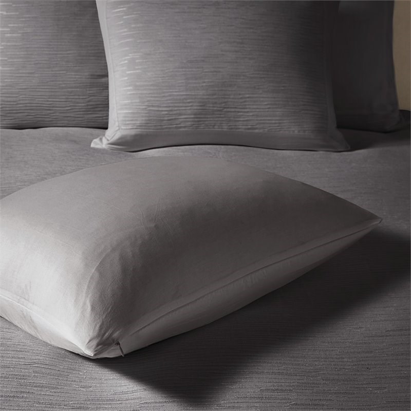 N Natori Hanae 3-Piece Polyester Yarn Dyed Pieced Comforter Set in Gray