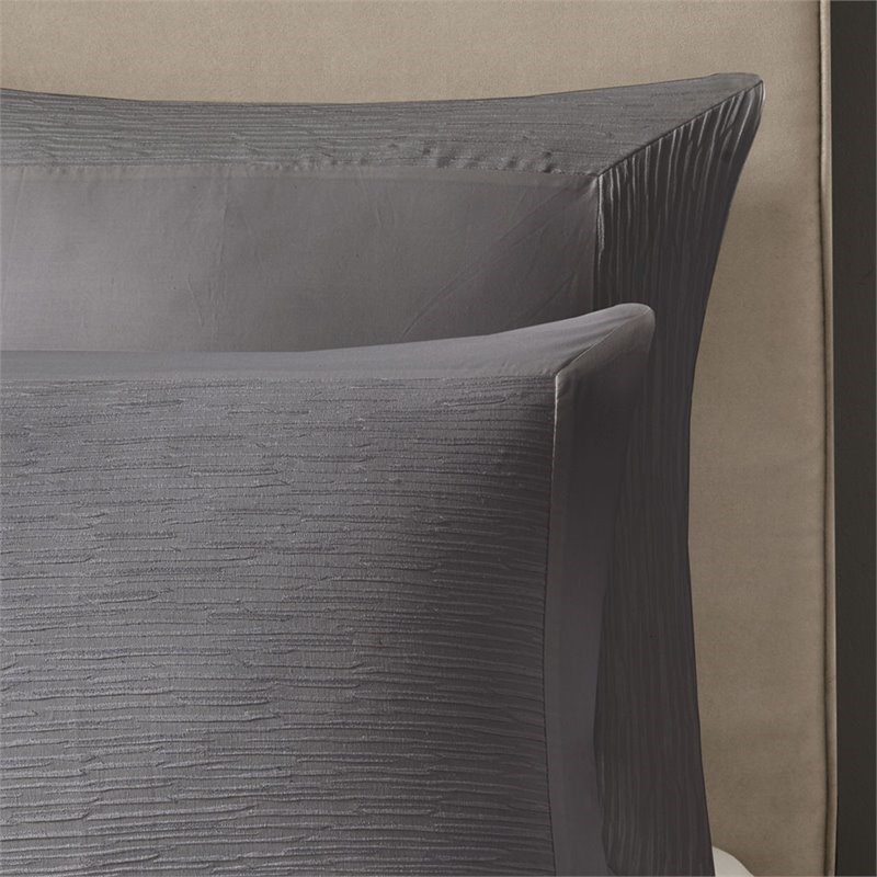 N Natori Hanae 3-Piece Polyester Yarn Dyed Pieced Comforter Set in Gray
