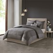 N Natori Hanae 3-Piece Polyester Yarn Dyed Pieced Comforter Set in Gray