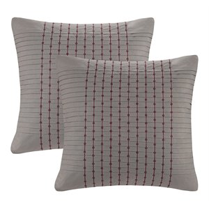 N Natori Modern 100 Percent Cotton Euro Sham with Embroidery in Gray