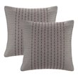 N Natori Modern 100 Percent Cotton Euro Sham with Embroidery in Gray