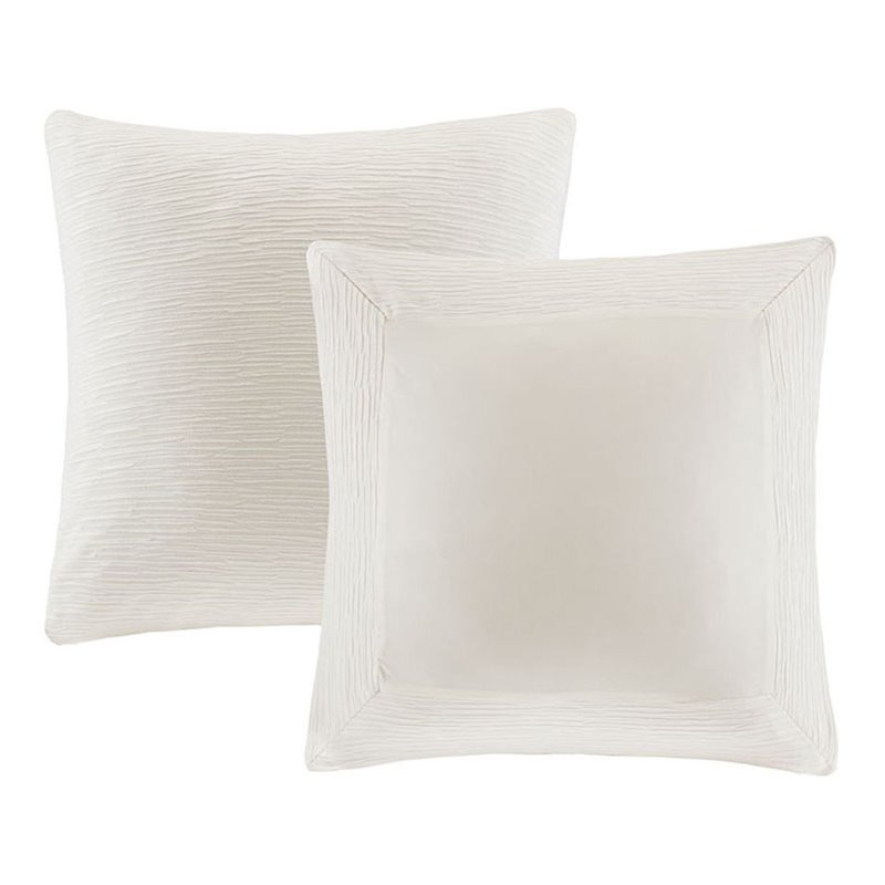 N Natori Modern 100 Percent Polyester Yarn Dyed Pieced Euro Sham in White
