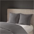 N Natori Modern Polyester Cotton Blend Yarn Dyed Pieced Euro Sham in Gray