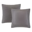 N Natori Modern Polyester Cotton Blend Yarn Dyed Pieced Euro Sham in Gray