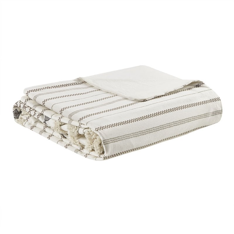 INK+IVY Imani Mid-Century Cotton Printed Full/Queen Duvet Cover Mini Set - Ivory