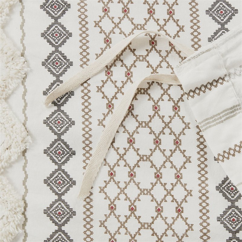 INK+IVY Imani Mid-Century Cotton Printed Full/Queen Duvet Cover Mini Set - Ivory