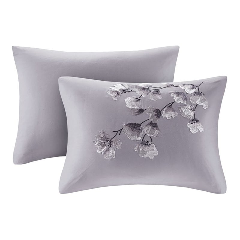 N Natori Sakura Blossom 3-Piece Cotton Full/Queen Duvet Cover Set in Purple