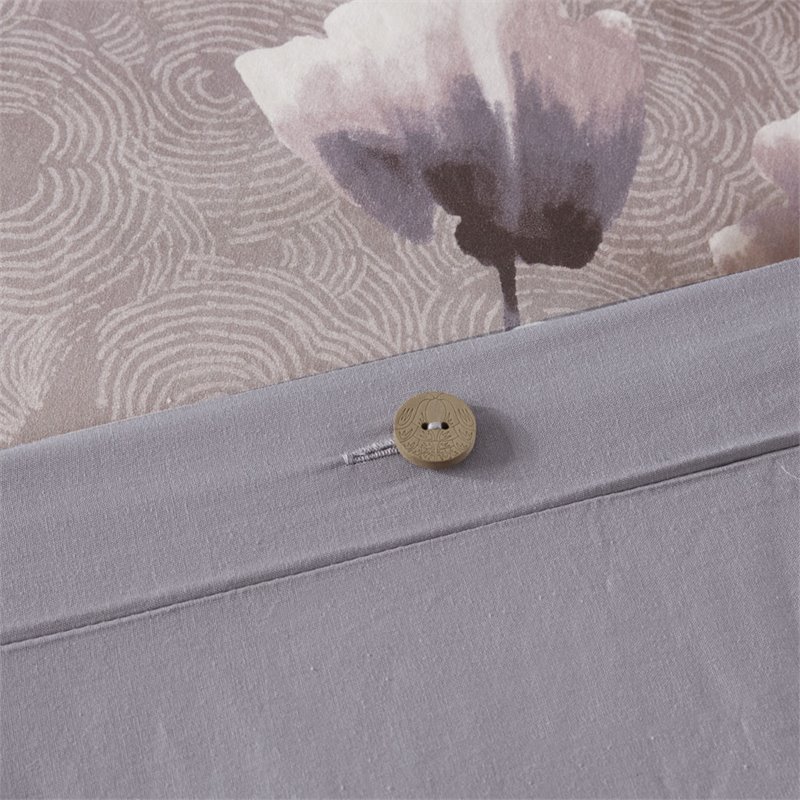 N Natori Sakura Blossom 3-Piece Cotton Full/Queen Duvet Cover Set in Purple