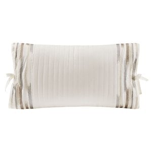 N Natori Oblong Modern Cotton Quilted Embroidered Decorative Pillow in White