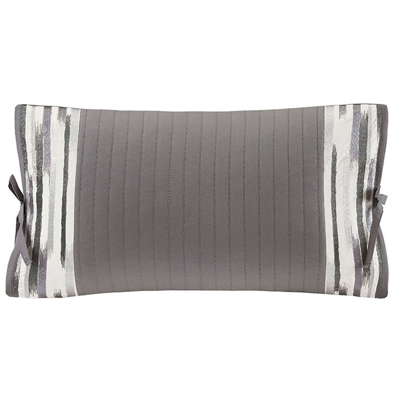 N Natori Oblong Modern Cotton Embroidered Decorative Pillow in Gray