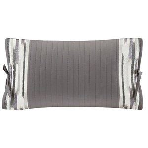 N Natori Oblong Modern Cotton Embroidered Decorative Pillow in Gray