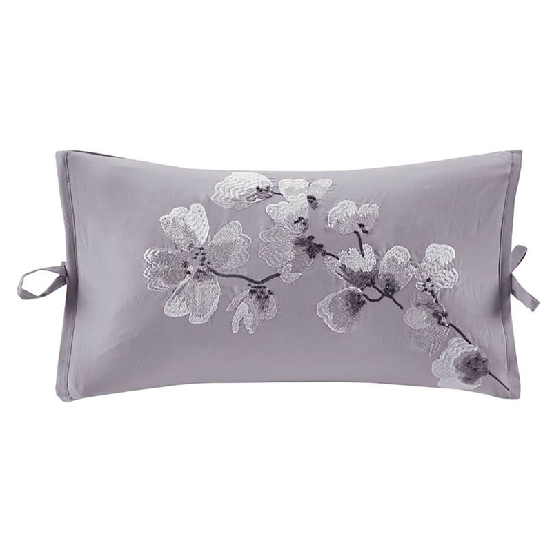 N Natori Oblong Modern Cotton Embroidered Decorative Pillow in Purple