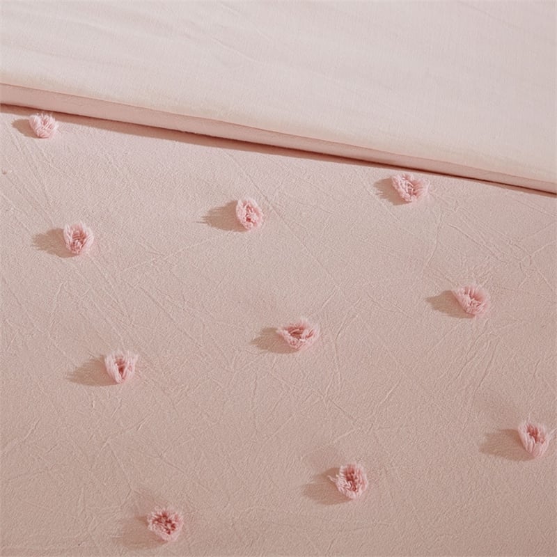 Urban Habitat Brooklyn 7-Piece Farmhouse Cotton Jacquard Comforter Set in Pink