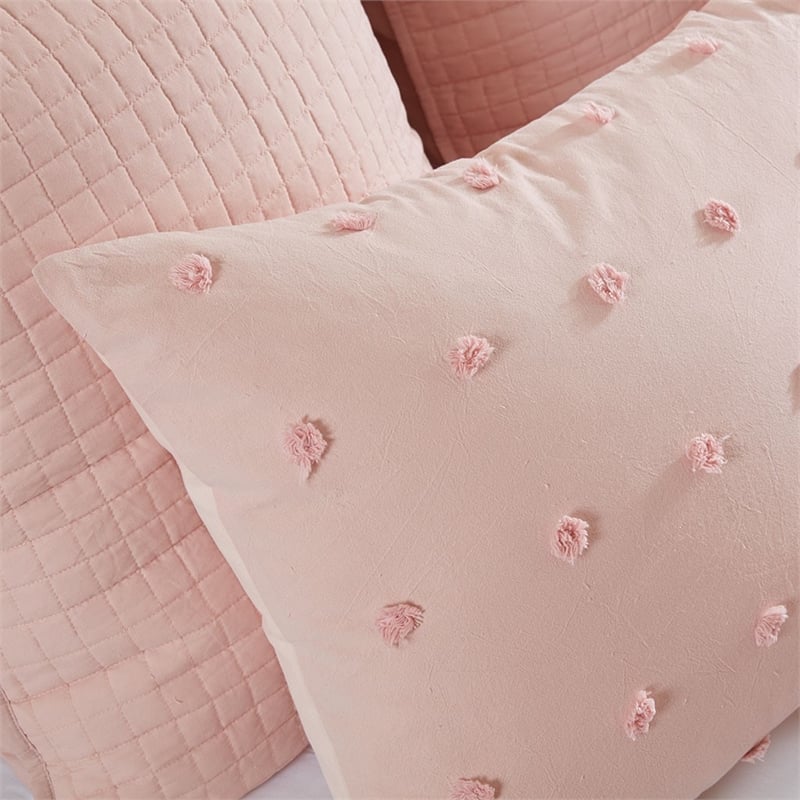 Urban Habitat Brooklyn 7-Piece Farmhouse Cotton Jacquard Comforter Set in Pink