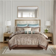 Madison Park Aubrey 12-Piece Polyester Jacquard Comforter Set in Brown