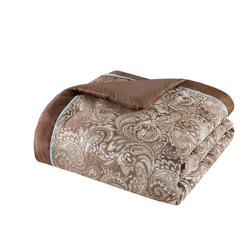 Madison Park Aubrey 12-Piece Polyester Jacquard Comforter Set in Brown
