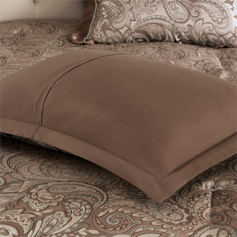 Madison Park Aubrey 12-Piece Polyester Jacquard Comforter Set in Brown