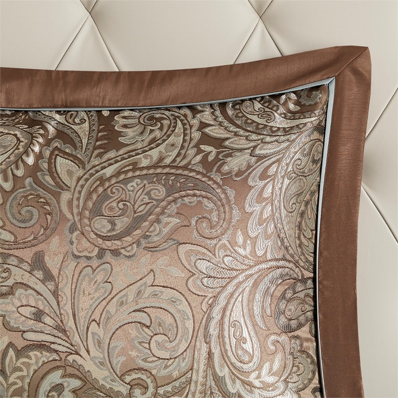 Madison Park Aubrey 12-Piece Polyester Jacquard Comforter Set in Brown