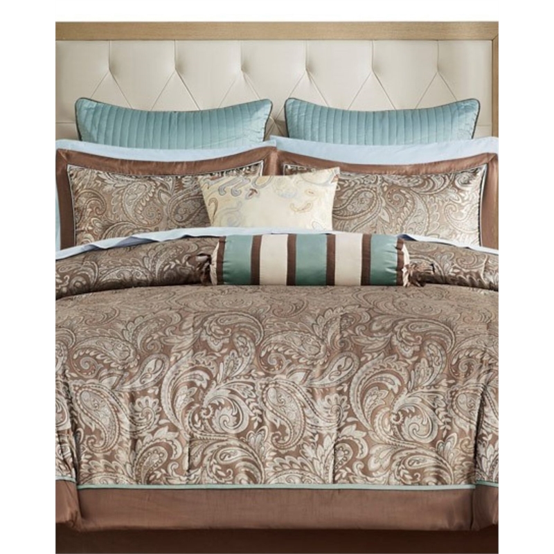 Madison Park Aubrey 12-Piece Polyester Jacquard Comforter Set in Brown