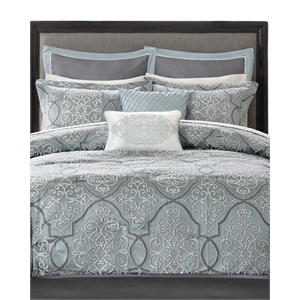 Madison Park Lavine 12-Piece Contemporary Fabric Comforter Set in Blue