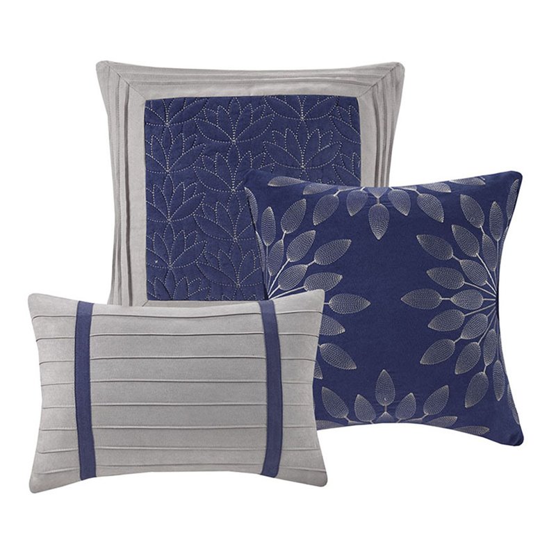 Madison Park Palmer 7-Piece Polyester Microsuede Comforter Set in Blue