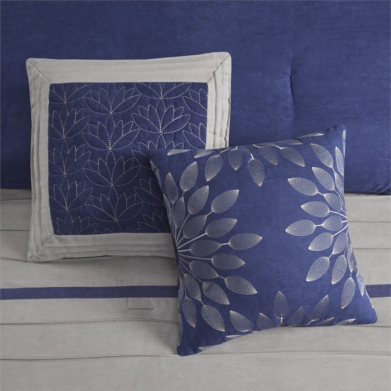 Madison Park Palmer 7-Piece Polyester Microsuede Comforter Set in Blue