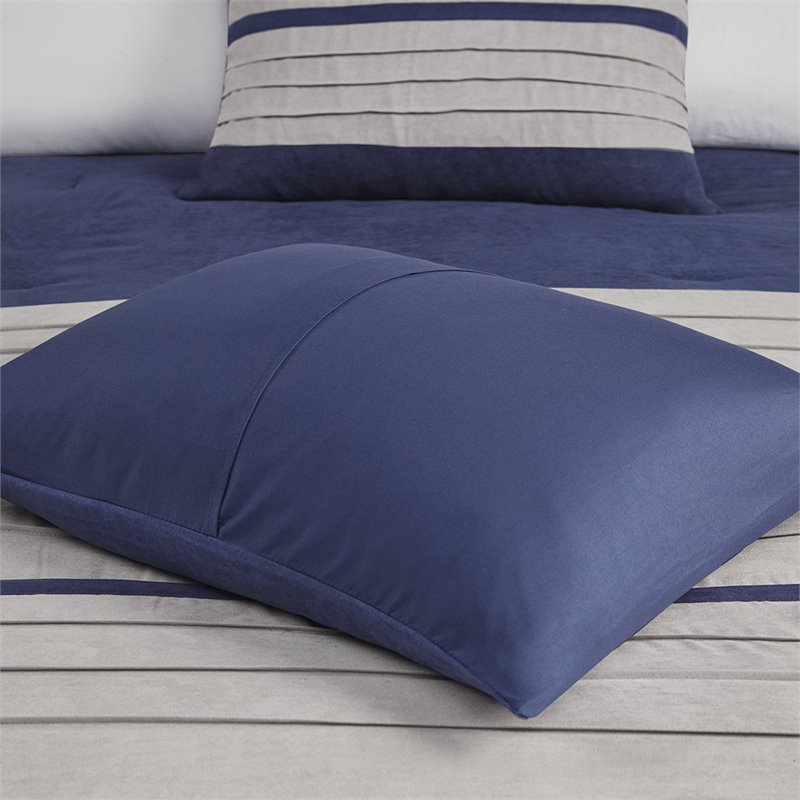 Madison Park Palmer 7-Piece Polyester Microsuede Comforter Set in Blue