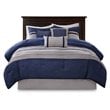 Madison Park Palmer 7-Piece Polyester Microsuede Comforter Set in Blue