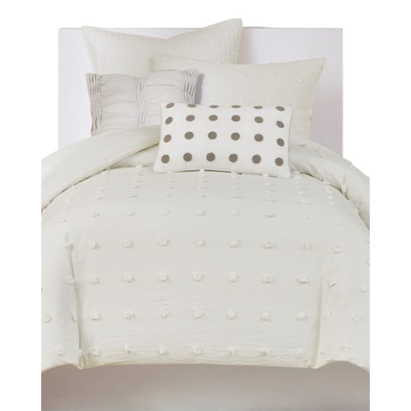 Urban Habitat Brooklyn 5-Piece Farmhouse Cotton Jacquard Duvet Cover Set - Ivory