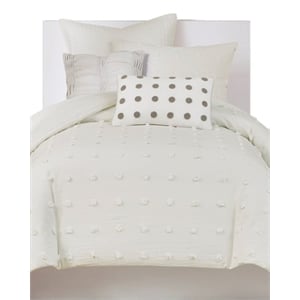 Urban Habitat Brooklyn 5-Piece Farmhouse Cotton Jacquard Duvet Cover Set - Ivory