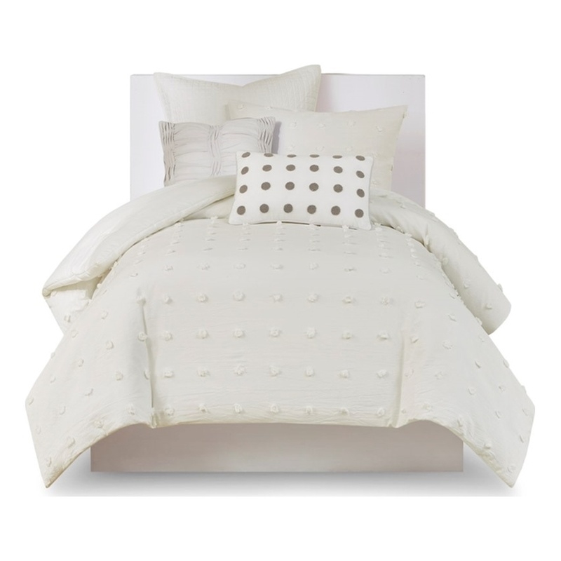 Urban Habitat Brooklyn 5-Piece Farmhouse Cotton Jacquard Duvet Cover Set - Ivory