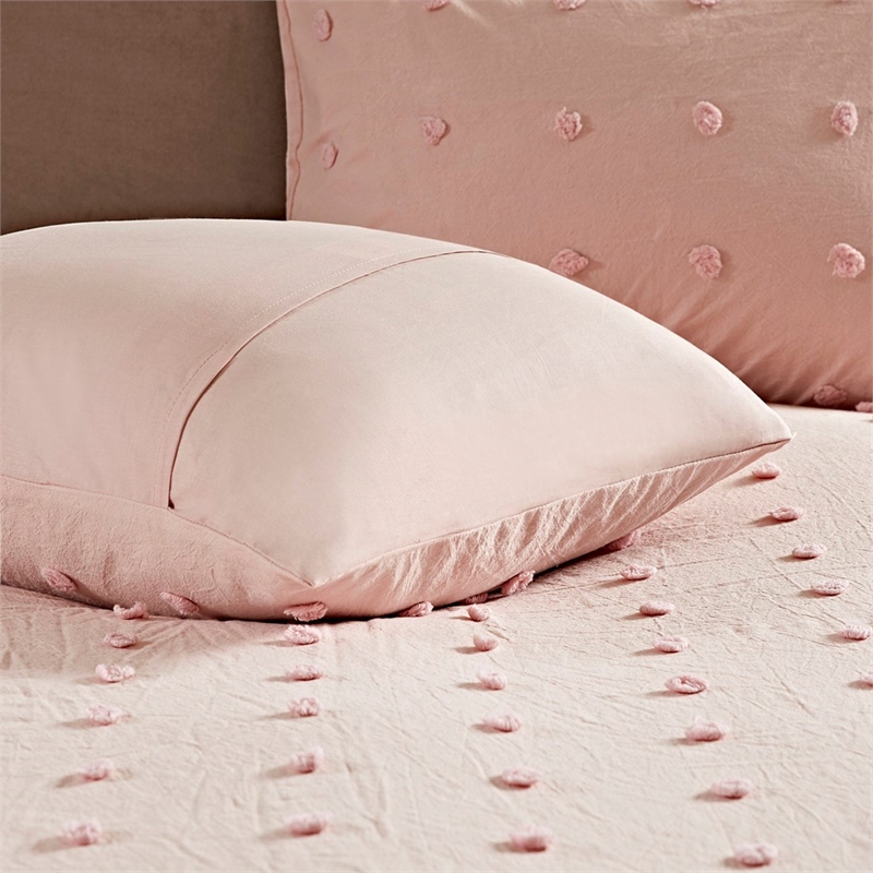 Urban Habitat Brooklyn 5-Piece Farmhouse Cotton Jacquard Duvet Cover Set in Pink