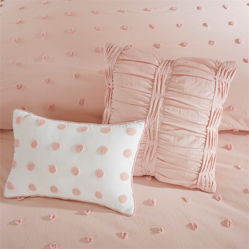 Urban Habitat Brooklyn 5-Piece Farmhouse Cotton Jacquard Duvet Cover Set in Pink
