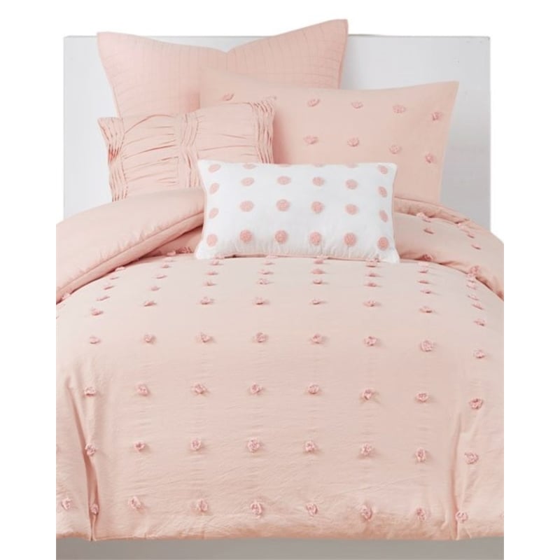 Urban Habitat Brooklyn 5-Piece Farmhouse Cotton Jacquard Duvet Cover Set in Pink