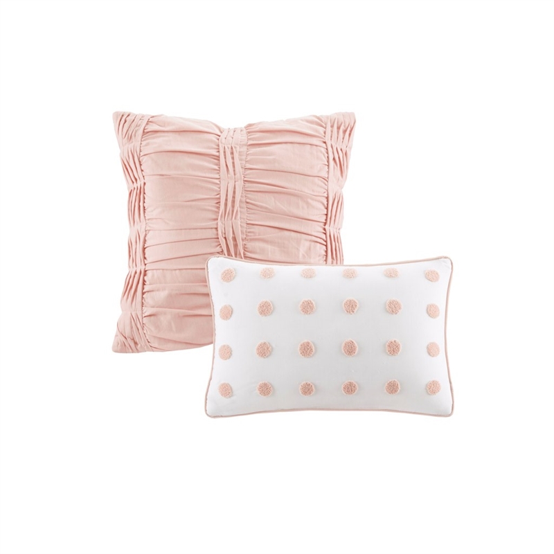 Urban Habitat Brooklyn 5-Piece Farmhouse Cotton Jacquard Duvet Cover Set in Pink