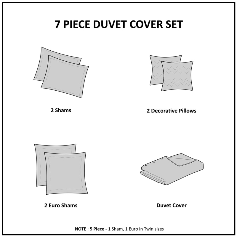 Urban Habitat Brooklyn 5-Piece Farmhouse Cotton Jacquard Duvet Cover Set in Gray