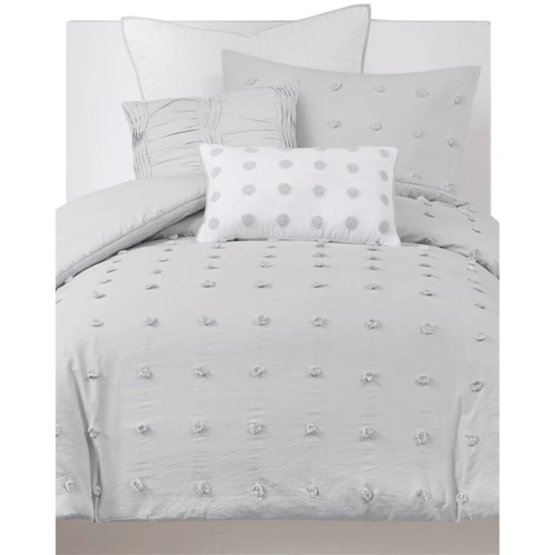 Urban Habitat Brooklyn 5-Piece Farmhouse Cotton Jacquard Duvet Cover Set in Gray