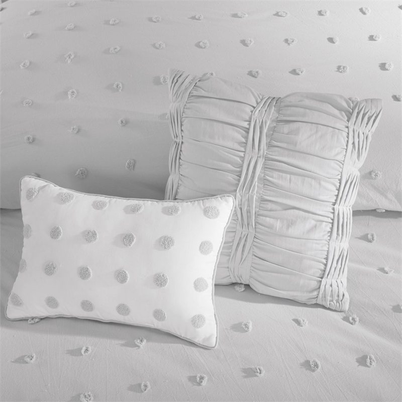 Urban Habitat Brooklyn 5-Piece Farmhouse Cotton Jacquard Duvet Cover Set in Gray