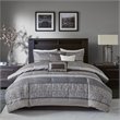 Madison Park Rhapsody 7-Piece Polyester Jacquard Comforter Set in Gray/Taupe