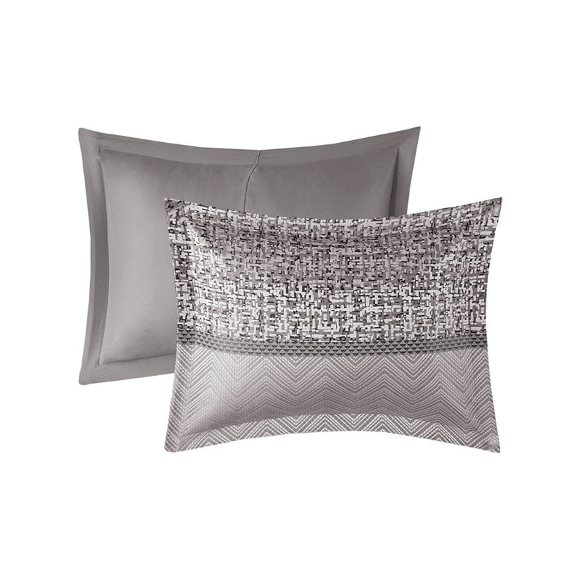 Madison Park Rhapsody 7-Piece Polyester Jacquard Comforter Set in Gray/Taupe